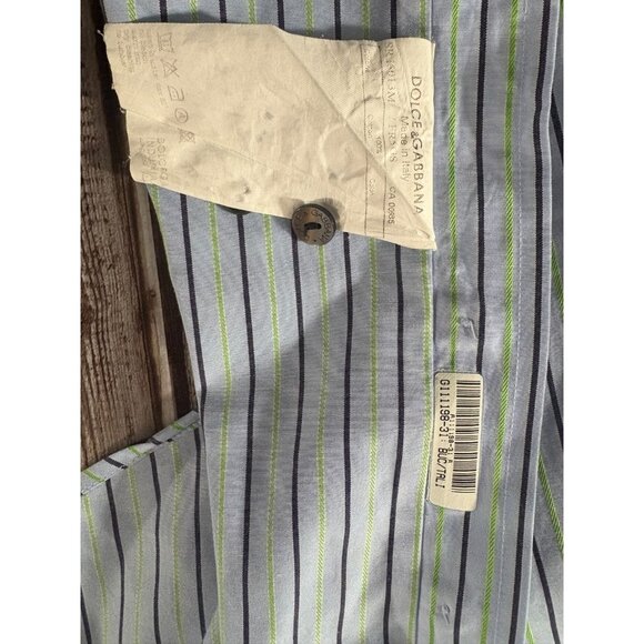 Dolce & Gabbana Stripe slim fit Shirt 15 1/2 39 color Blue green made in Italy - Picture 3 of 7